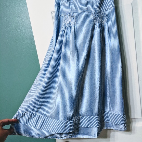 American Eagle Blue White Striped Open Back Dress - Picture 3 of 7